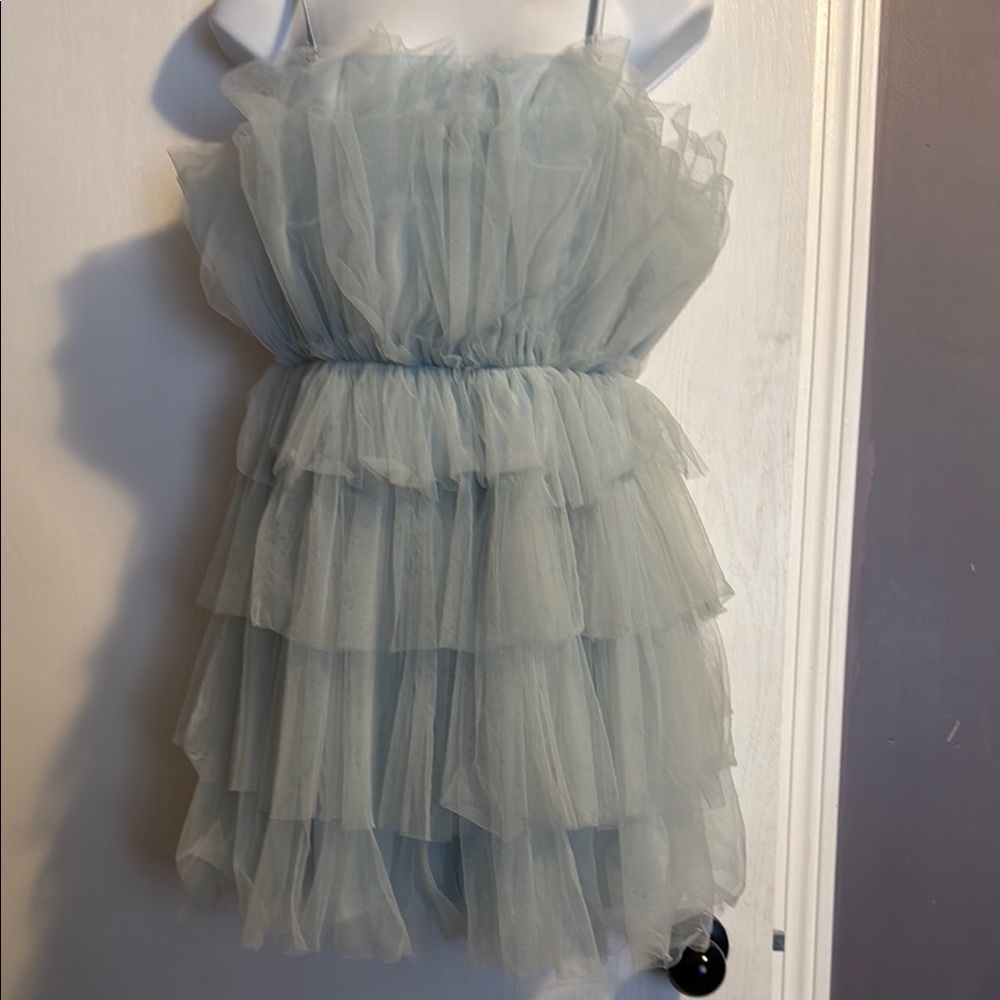 Green Ruched Ruffled Babydoll Dress for Wedding Guest